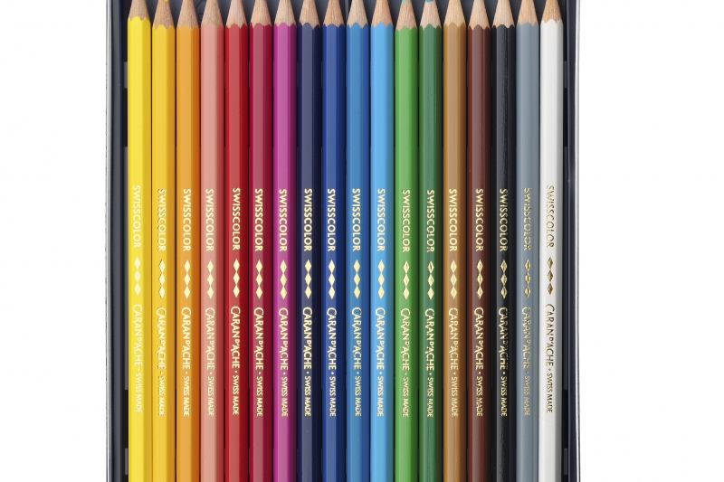 Boite métal de 18 crayons de couleurs swisscolor.