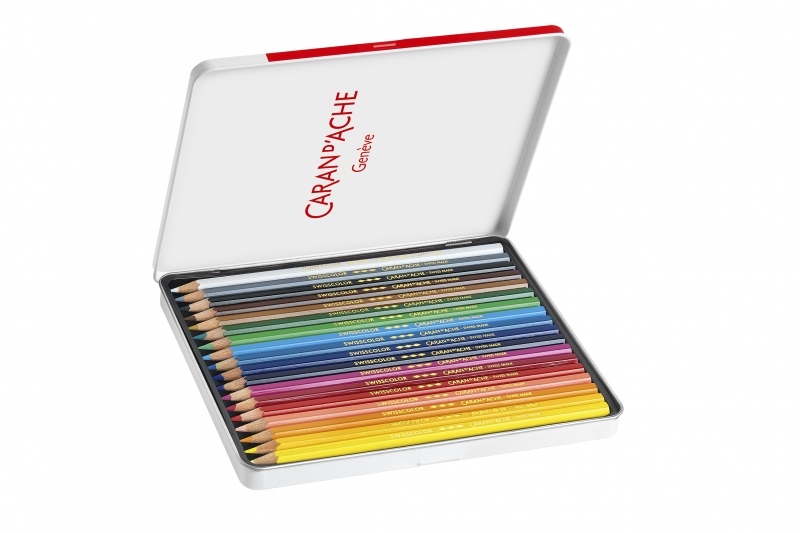 Boite métal de 18 crayons de couleurs swisscolor.