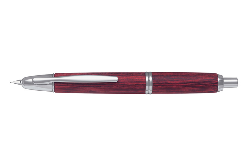 PILOT - Stylo-plume CAPLESS bois teinté rouge attribut rhodié - plume medium.
