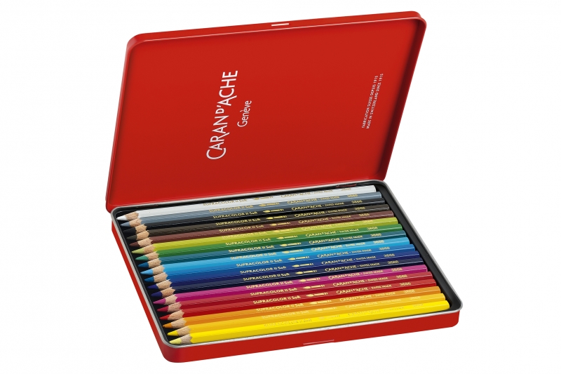 Boite métal de 18 crayons de couleurs aquarellables SUPRACOLOR.