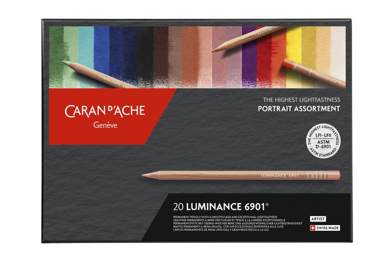 Boite carton de 20 crayons de couleurs assortiment portrait LUMINANCE 6901.