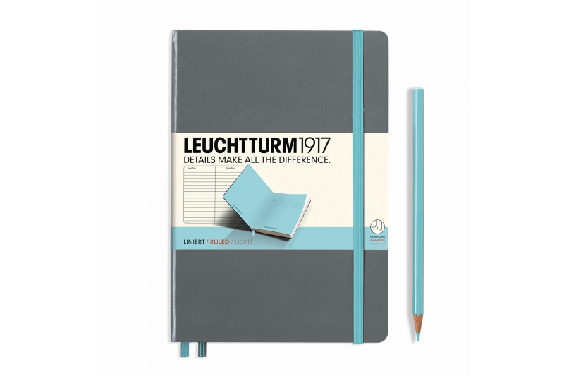 LEUCHTTURM - Carnet  249 pages lignées - bicolore anthracite & bleu ciel