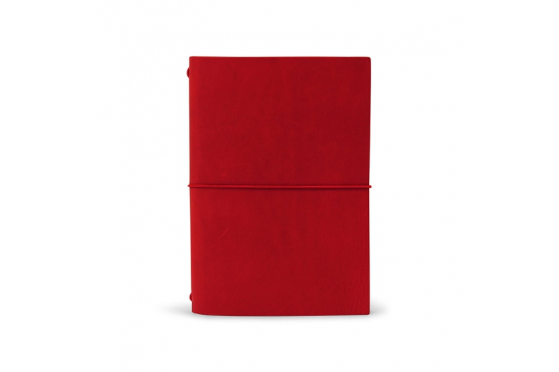 Carnet cuir - 10 x 15 - grand voyageur format passeport - rouge.