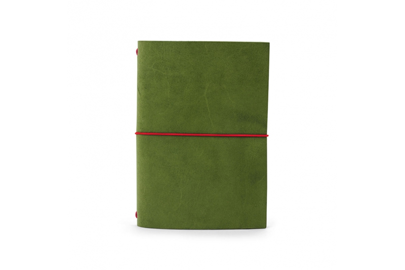 Carnet cuir - 10 x 15 - grand voyageur format passeport - vert olive.