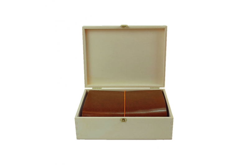 Box carnet cuir - 10 x 15 -  kit grand voyageur format passeport - cognac.