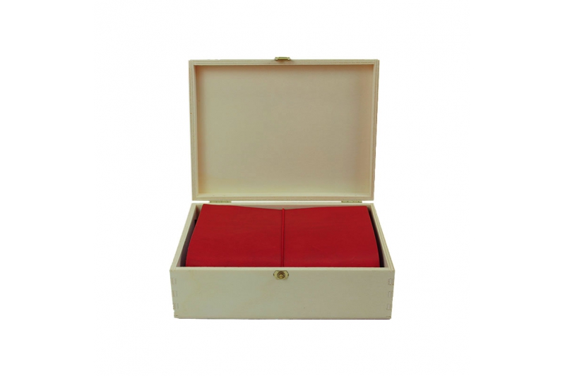 Box carnet cuir - 10 x 15 - kit grand voyageur format passeport - rouge.