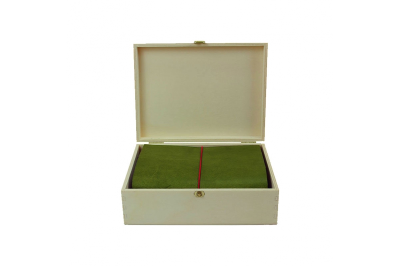 Box carnet cuir - 10 x 15 - kit grand voyageur format passeport - vert olive.