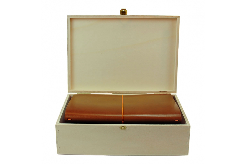 Box carnet cuir - 15 x 21 - kit grand voyageur format XL - cognac.