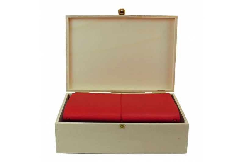 Box carnet cuir - 15 x 21 - kit grand voyageur format XL - rouge.