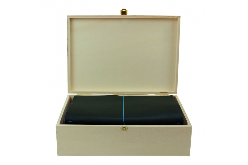 Box carnet cuir - 15 x 21 - kit grand voyageur format XL - bleu marine.