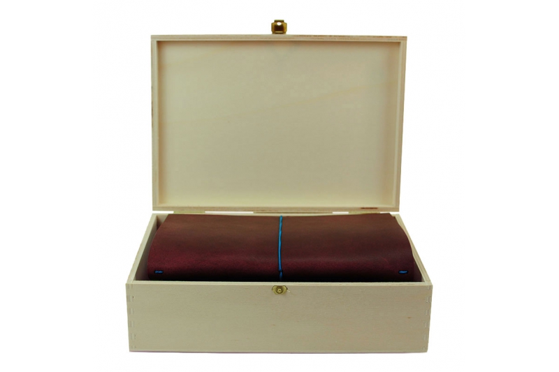Box carnet cuir - 15 x 21 - kit grand voyageur format XL - pourpre.